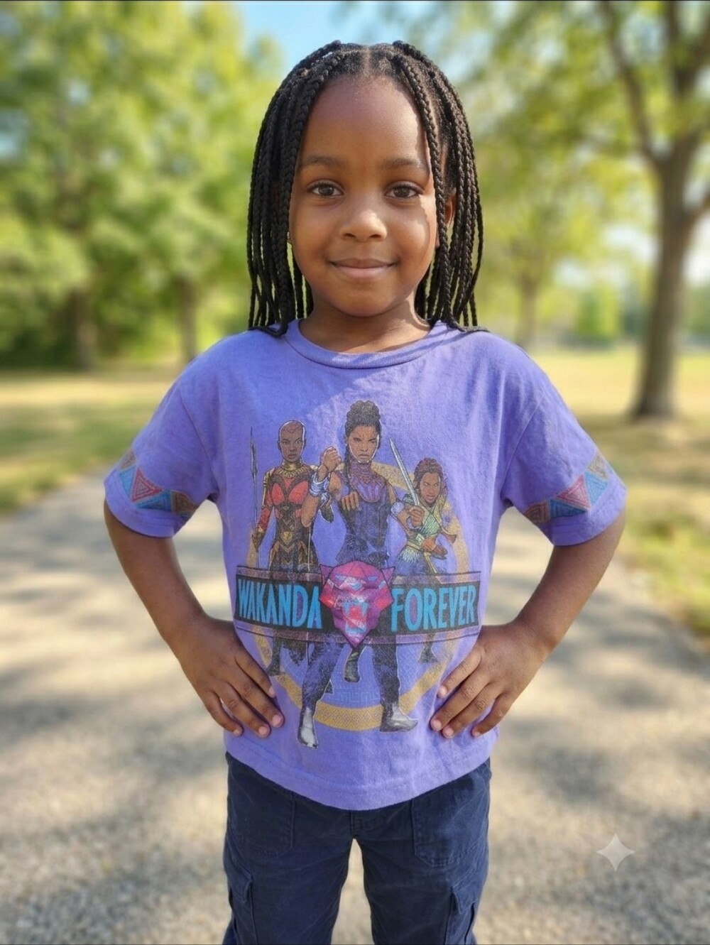 Wakanda Forever Purple Kids Graphic Tee - Picture 2 of 8
